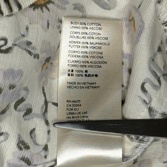 Free People Corduroy Baby Doll Mini Dress Women's S | Cream Floral | EUC - Picture 11 of 15